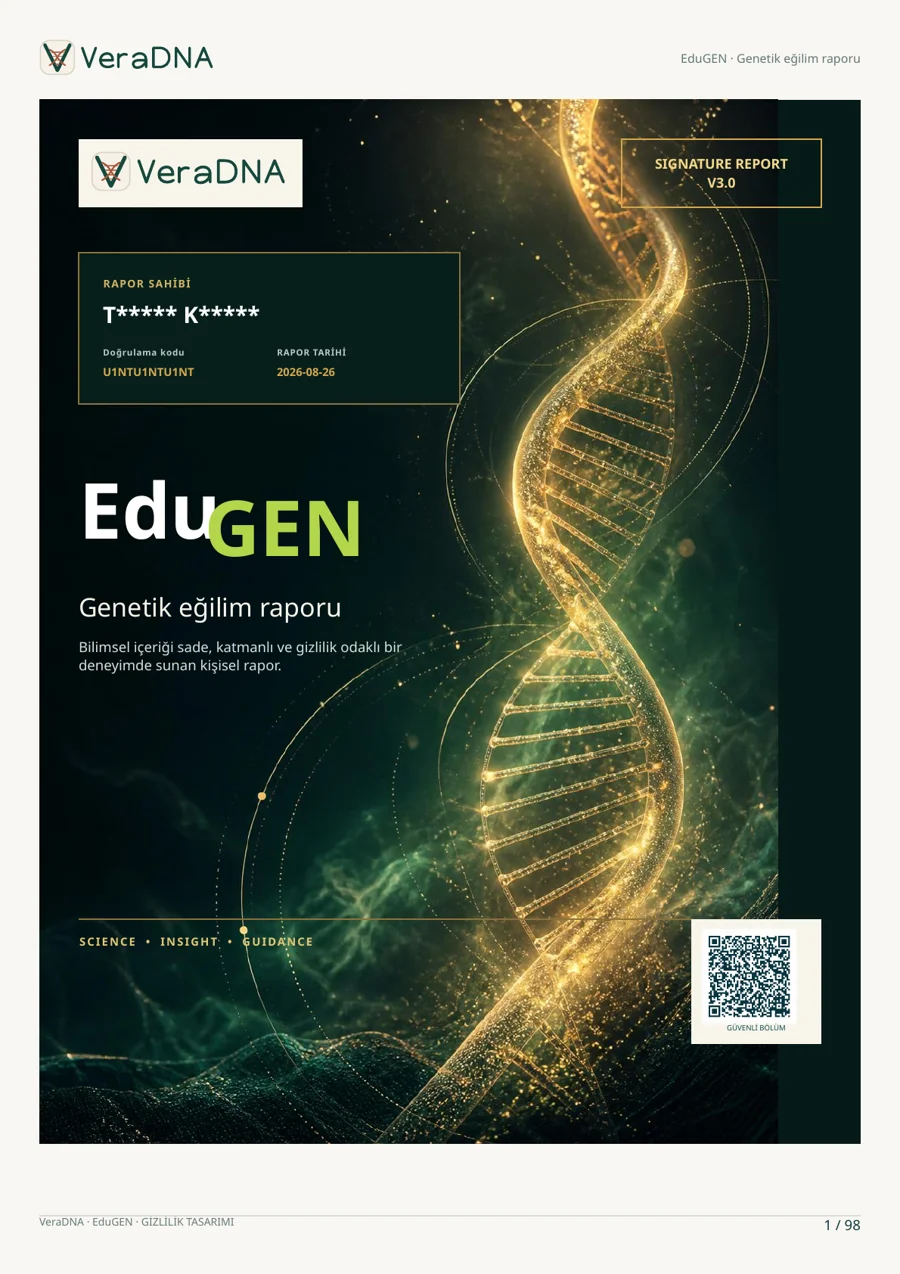 Gizlilik açısından güvenli EduGEN örnek rapor kapağı